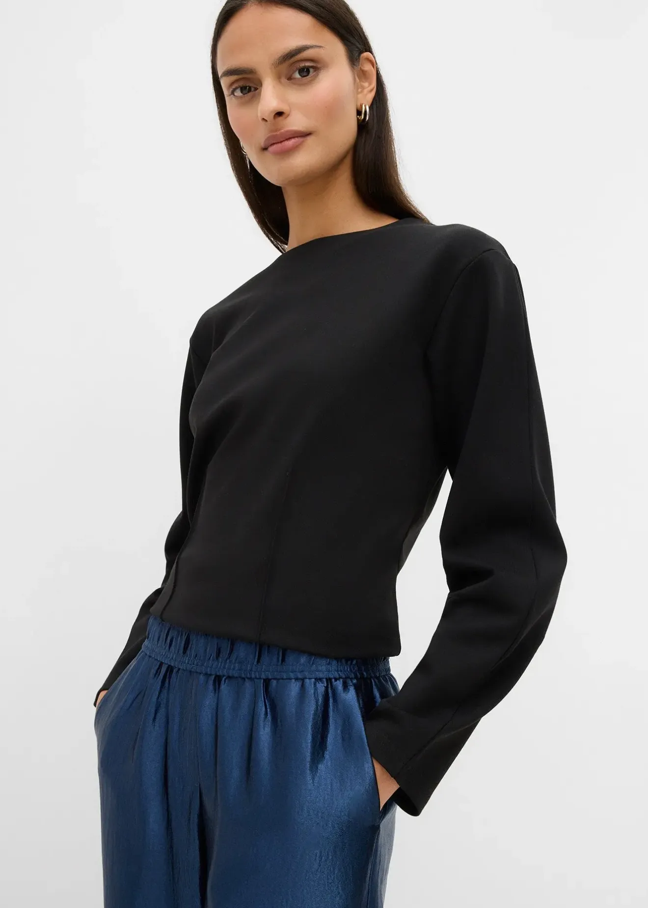 bonprix Pantalon palazzo satiné à taille élastiquée|Femme Pantalons