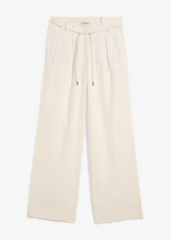 bonprix Pantalon paper bag en lin mélangé léger|Femme Pantalons