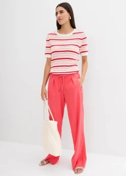 bonprix Pantalon paper bag en lin mélangé léger|Femme Pantalons