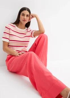 bonprix Pantalon paper bag en lin mélangé léger|Femme Pantalons