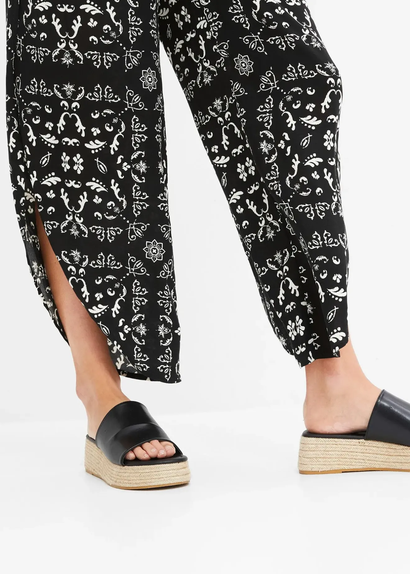 Femme bonprix Pantalons|Pantalon paréo fendu sur les côtés