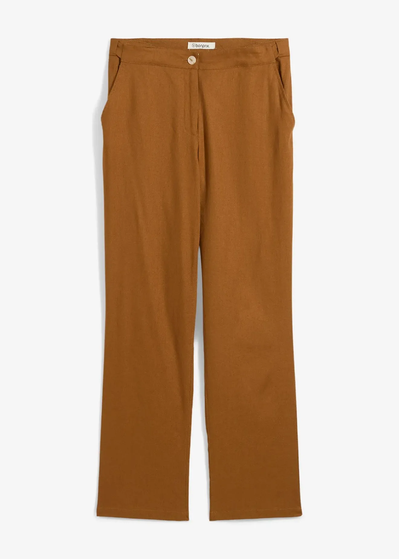 Femme bonprix Pantalons|Pantalon taille haute en lin et viscose