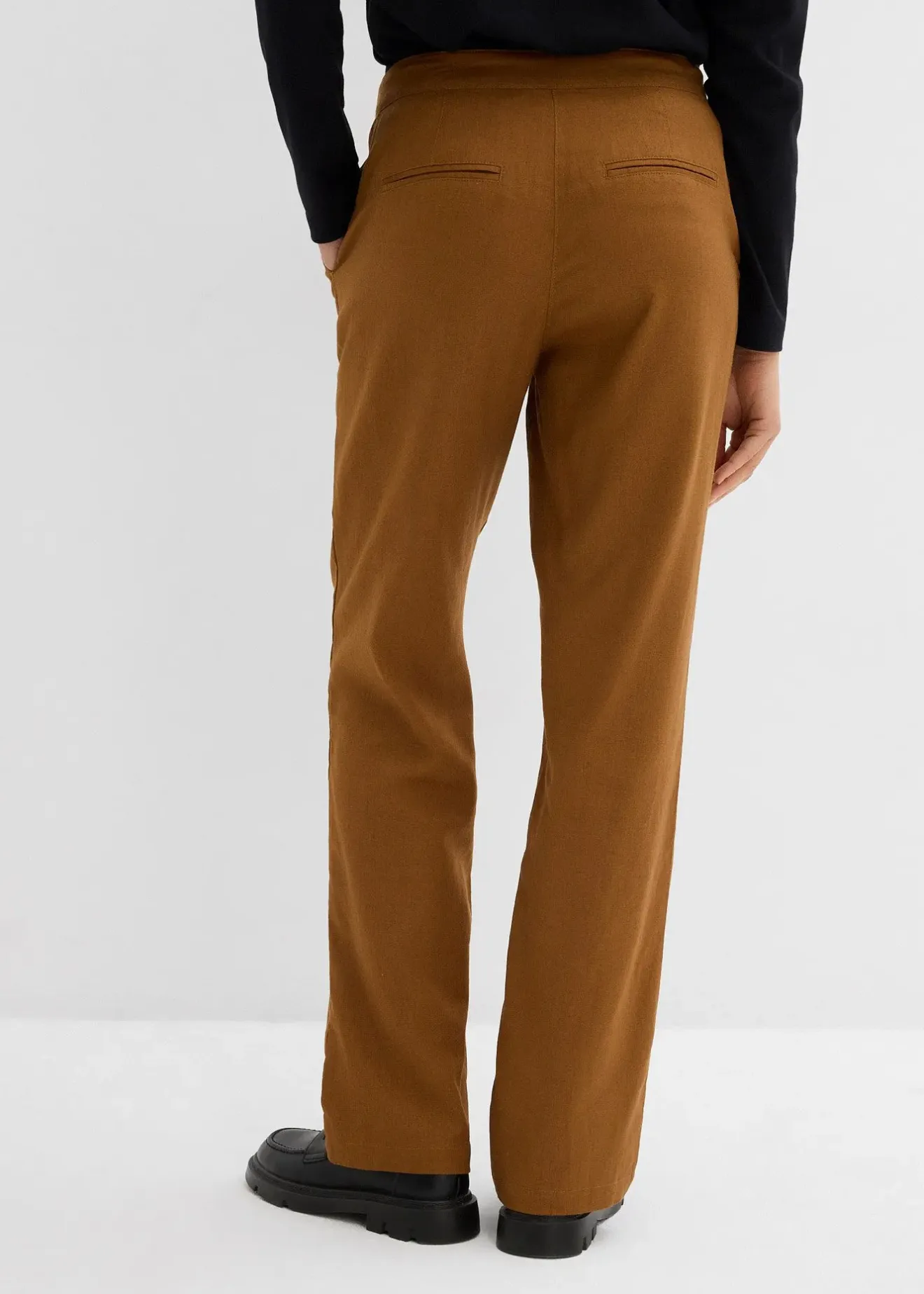 Femme bonprix Pantalons|Pantalon taille haute en lin et viscose