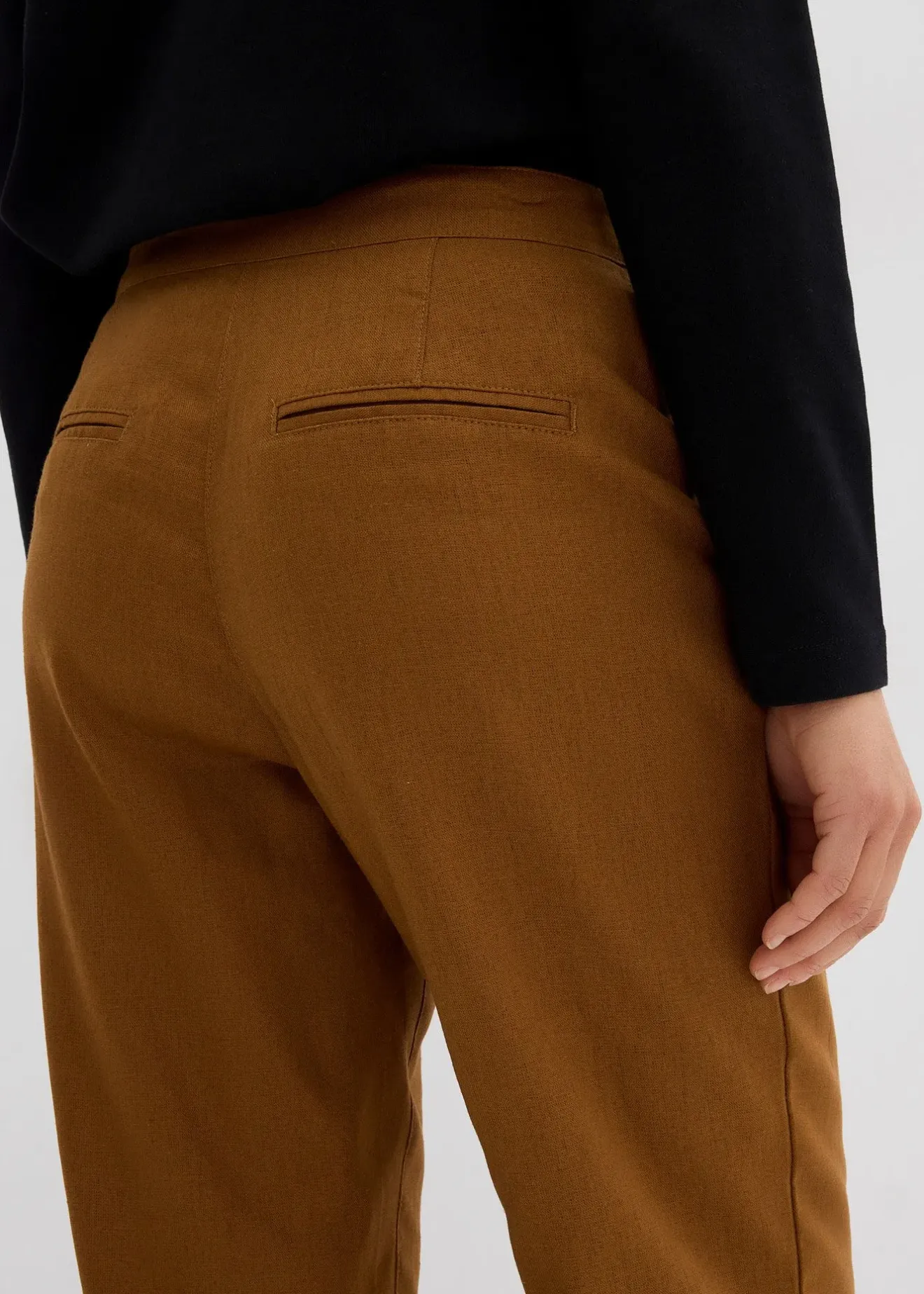Femme bonprix Pantalons|Pantalon taille haute en lin et viscose