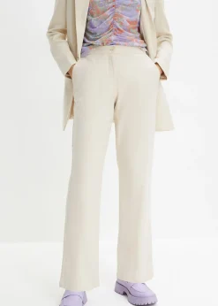 Femme bonprix Pantalons|Pantalon taille haute en lin et viscose