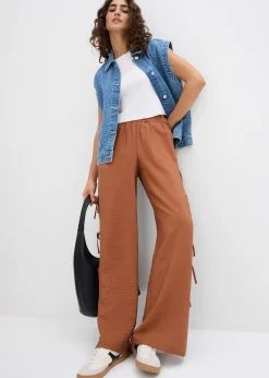 Femme bonprix Pantalons|Pantalon taille élastiquée avec nouettes