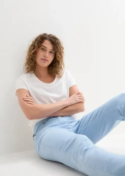 bonprix Pantalon twill raccourci look used|Femme Pantalons