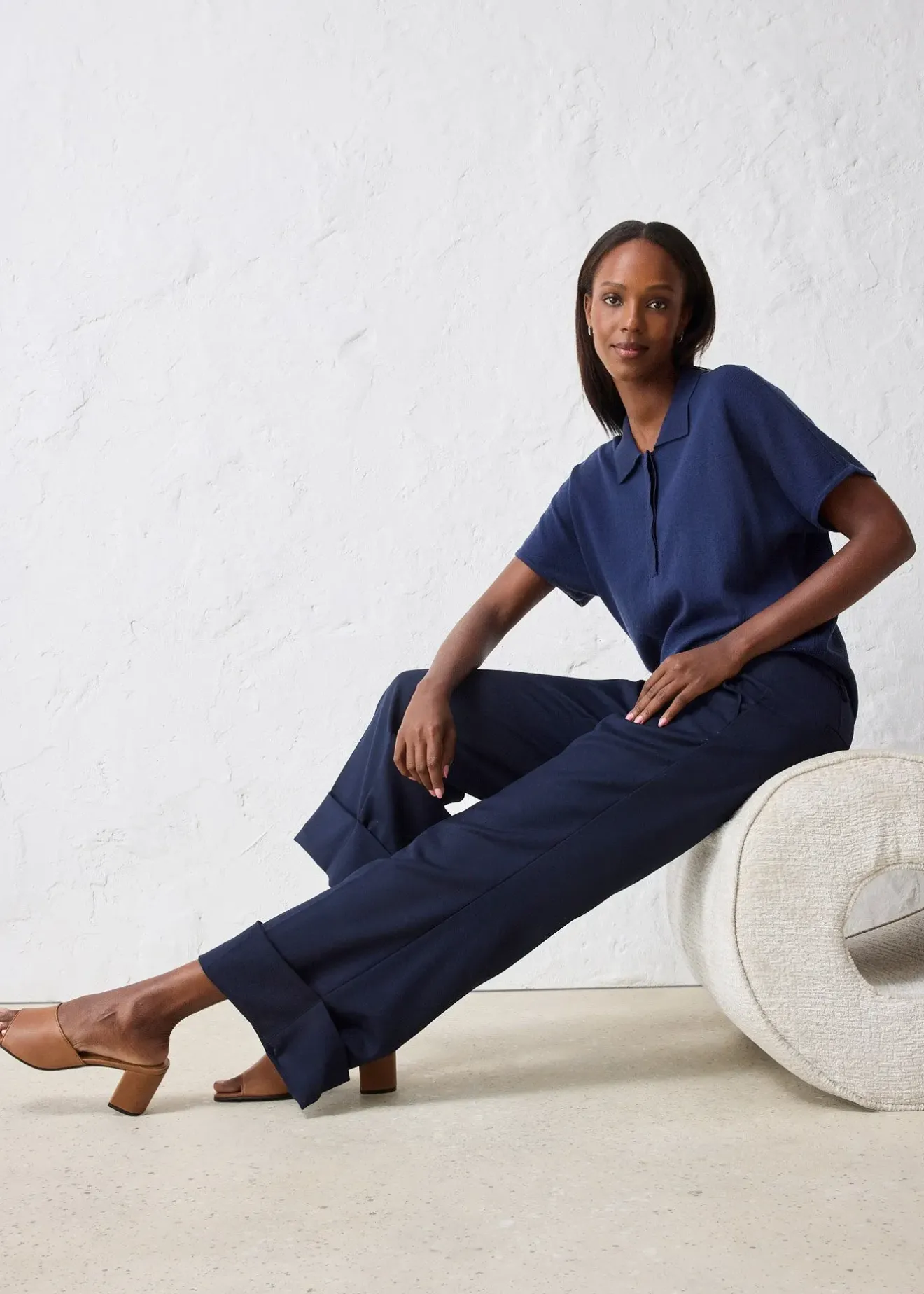 bonprix Pantalon évasé avec laine|Femme Premium|Pantalons