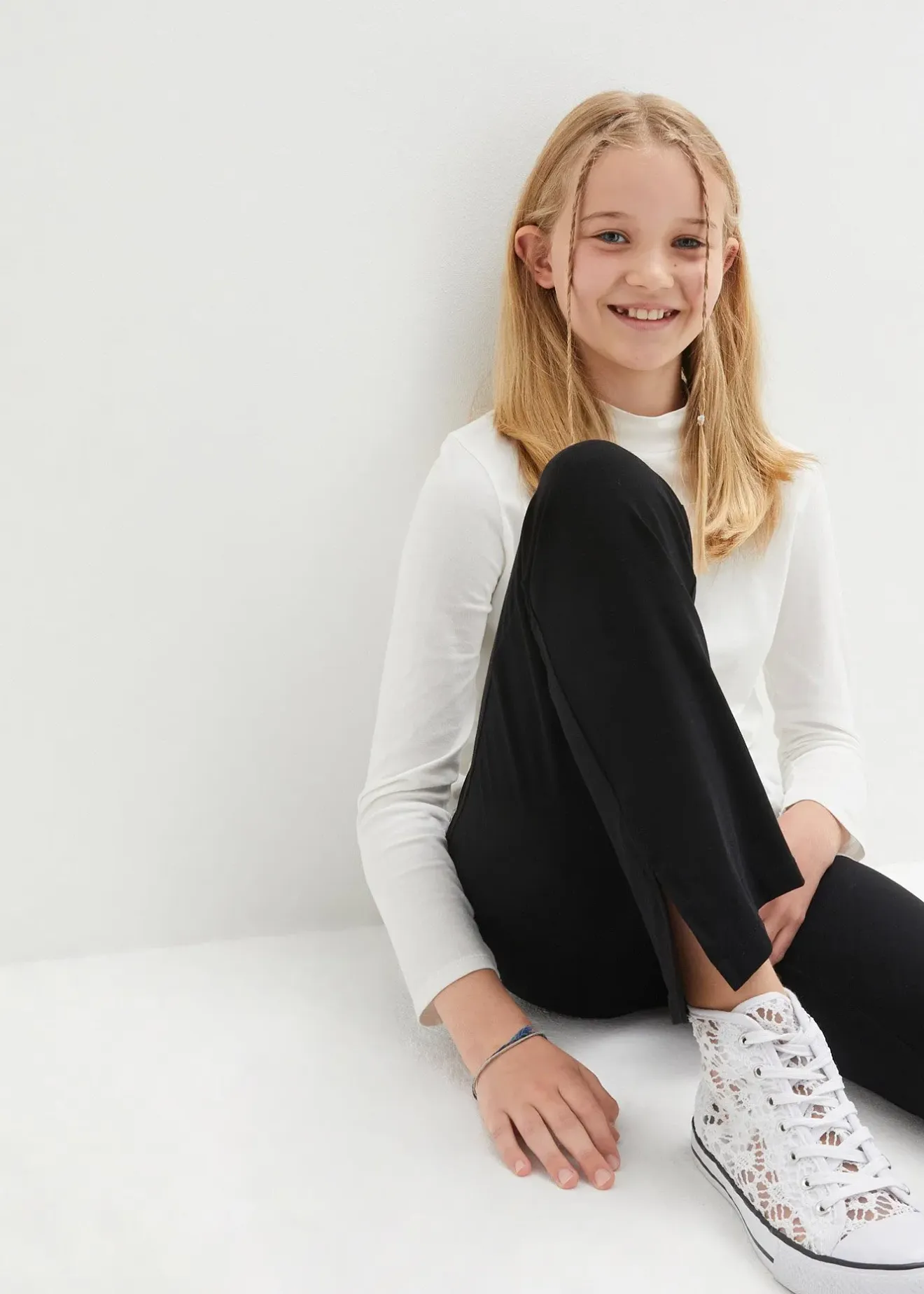 Enfant bonprix Vêtements Enfant|Filles 9-16 Ans·Pantalons & Leggings|Pantalon évasée en coton extensible avec fentes sur les côtés