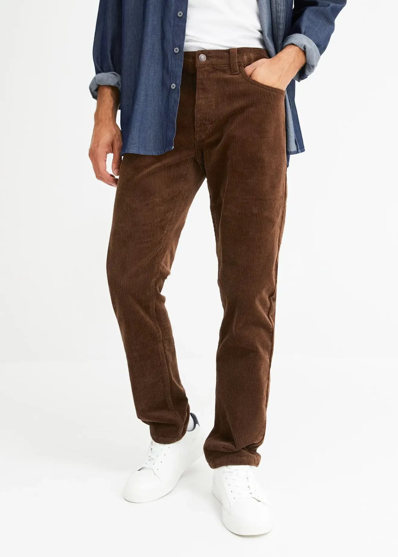 Homme bonprix Pantalons|Pantalon velours côtelé extensible Regular Fit, confortable