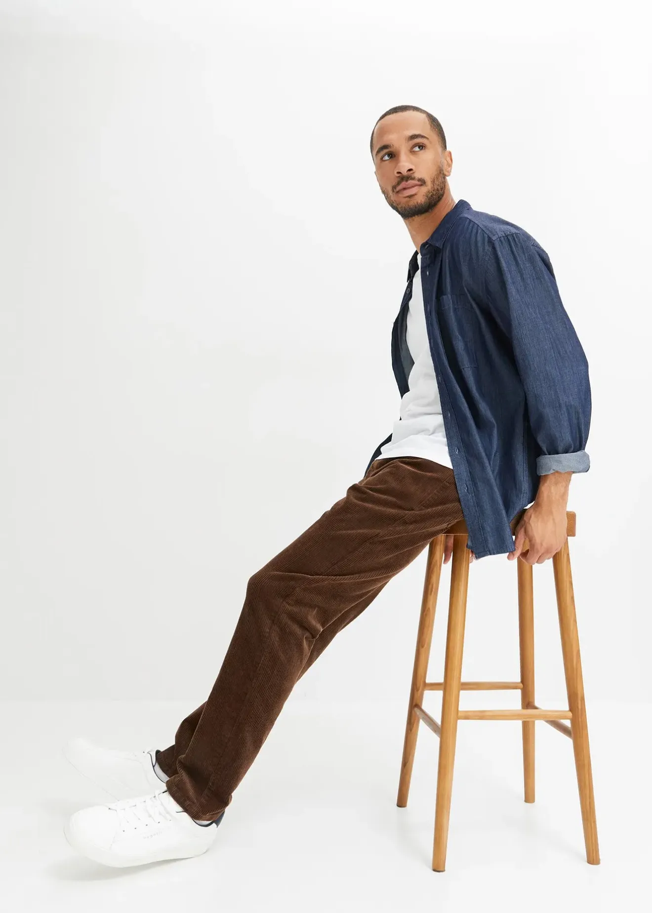 Homme bonprix Pantalons|Pantalon velours côtelé extensible Regular Fit, confortable