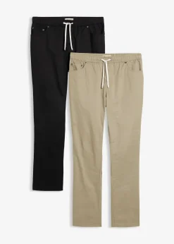 bonprix Pantalons taille extensible confortables, regular, à cordon contrastant|Homme Pantalons