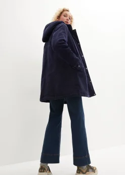 Femme bonprix Vestes & Manteaux|Parka chaude en velours côtelé avec capuche doublée polaire, coupe trapèze