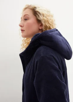 Femme bonprix Vestes & Manteaux|Parka chaude en velours côtelé avec capuche doublée polaire, coupe trapèze