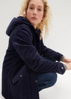 Femme bonprix Vestes & Manteaux|Parka chaude en velours côtelé avec capuche doublée polaire, coupe trapèze