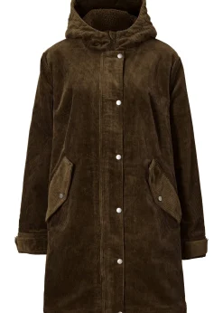 Femme bonprix Vestes & Manteaux|Parka chaude en velours côtelé avec capuche doublée polaire, coupe trapèze