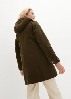 Femme bonprix Vestes & Manteaux|Parka chaude en velours côtelé avec capuche doublée polaire, coupe trapèze