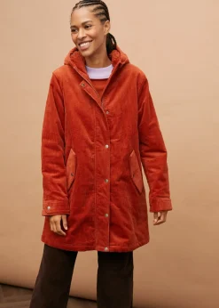 bonprix Parka chaude en velours côtelé avec capuche doublée polaire, coupe trapèze|Femme Vestes & Manteaux