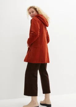 bonprix Parka chaude en velours côtelé avec capuche doublée polaire, coupe trapèze|Femme Vestes & Manteaux
