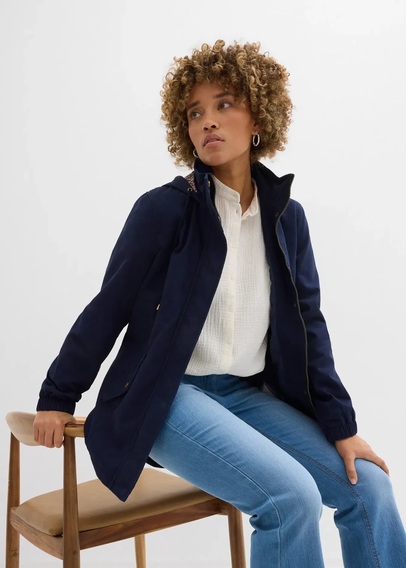 Femme bonprix Vestes & Manteaux|Parka de mi-saison en coton avec capuche imprimée