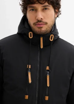 Homme bonprix Vestes|Parka d’hiver à capuche et détails enduits