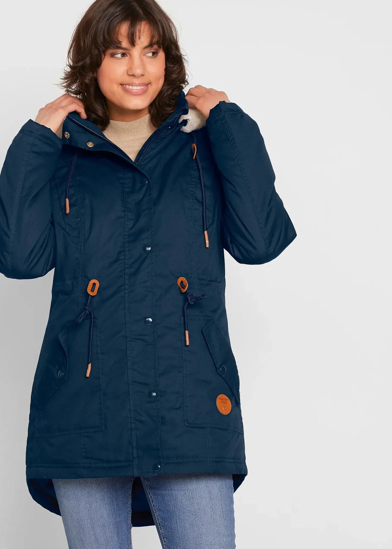 bonprix Parka rembourrée avec bordure sherpa|Femme Vestes & Manteaux
