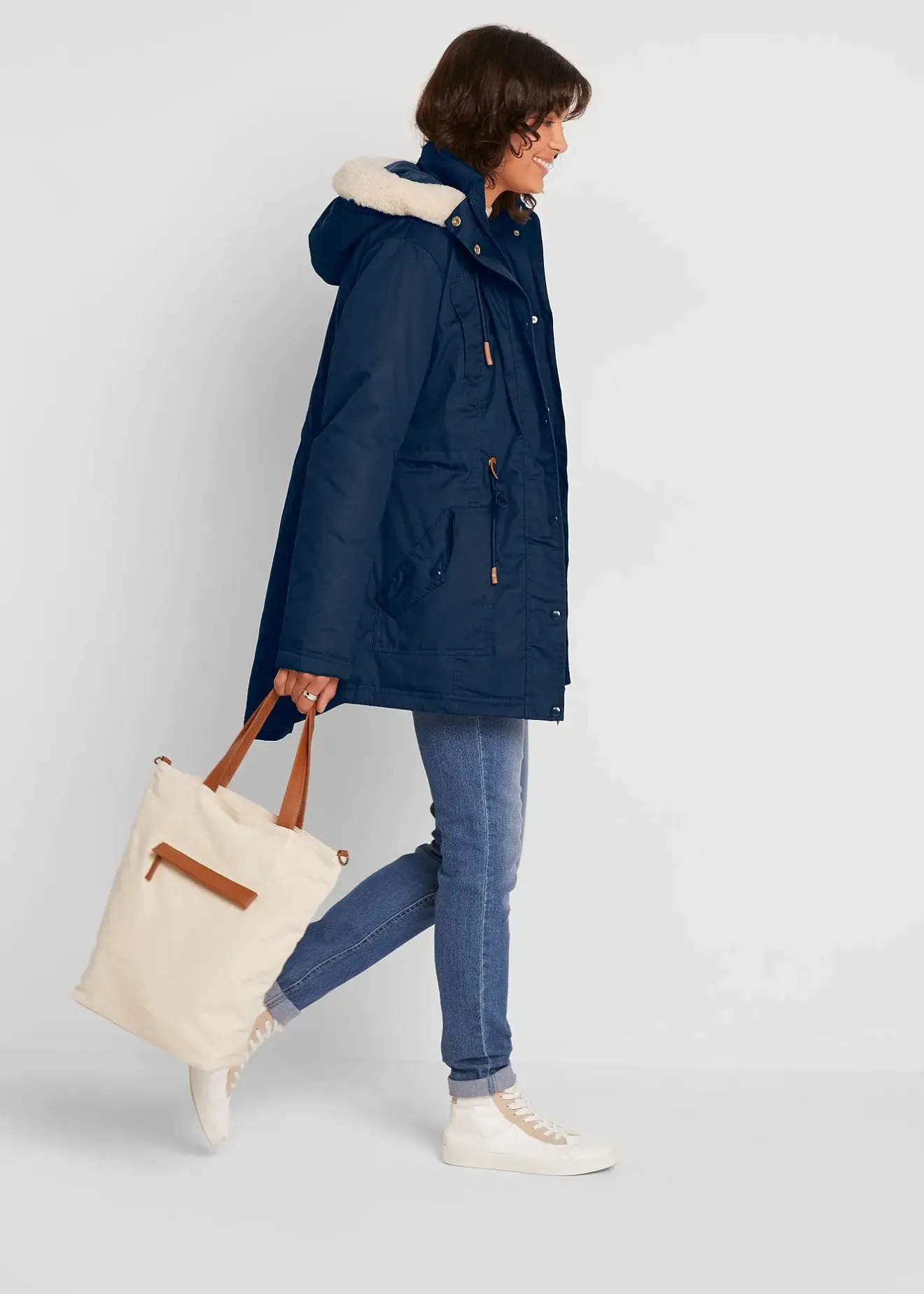 bonprix Parka rembourrée avec bordure sherpa|Femme Vestes & Manteaux