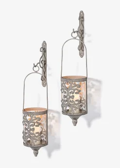 bonprix Couloir·Décoration|Salon·Décoration|Photophores muraux effet patiné (2 photophores + 2 supports)