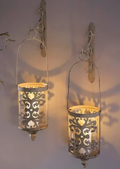 bonprix Couloir·Décoration|Salon·Décoration|Photophores muraux effet patiné (2 photophores + 2 supports)