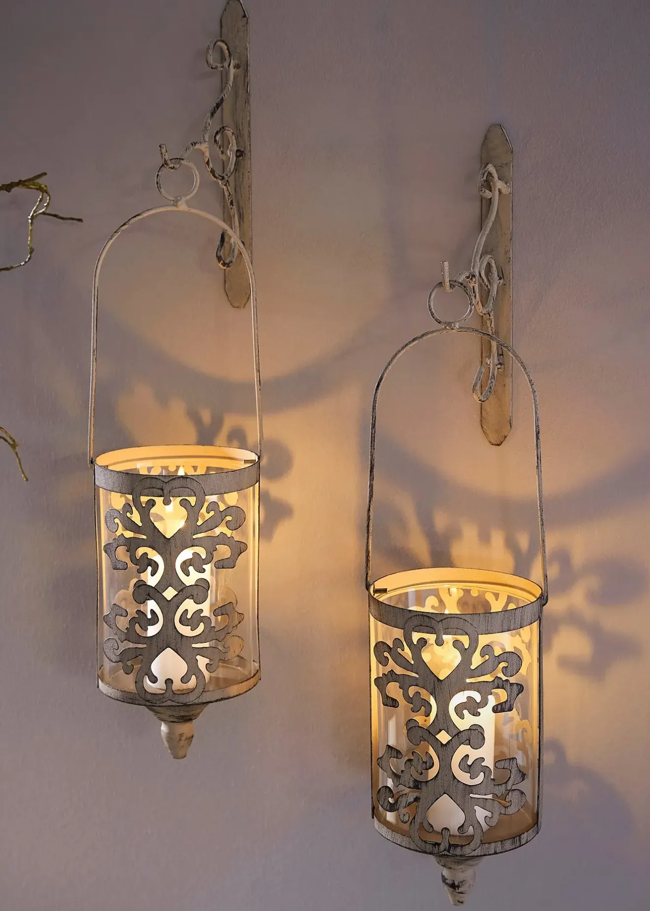 bonprix Couloir·Décoration|Salon·Décoration|Photophores muraux effet patiné (2 photophores + 2 supports)