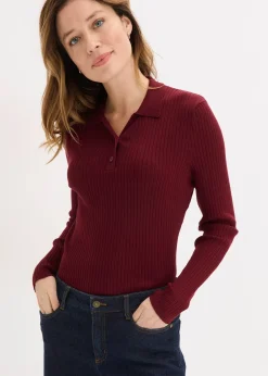 bonprix Polo en fine maille à boutons|Femme Maille|Pulls & Gilets