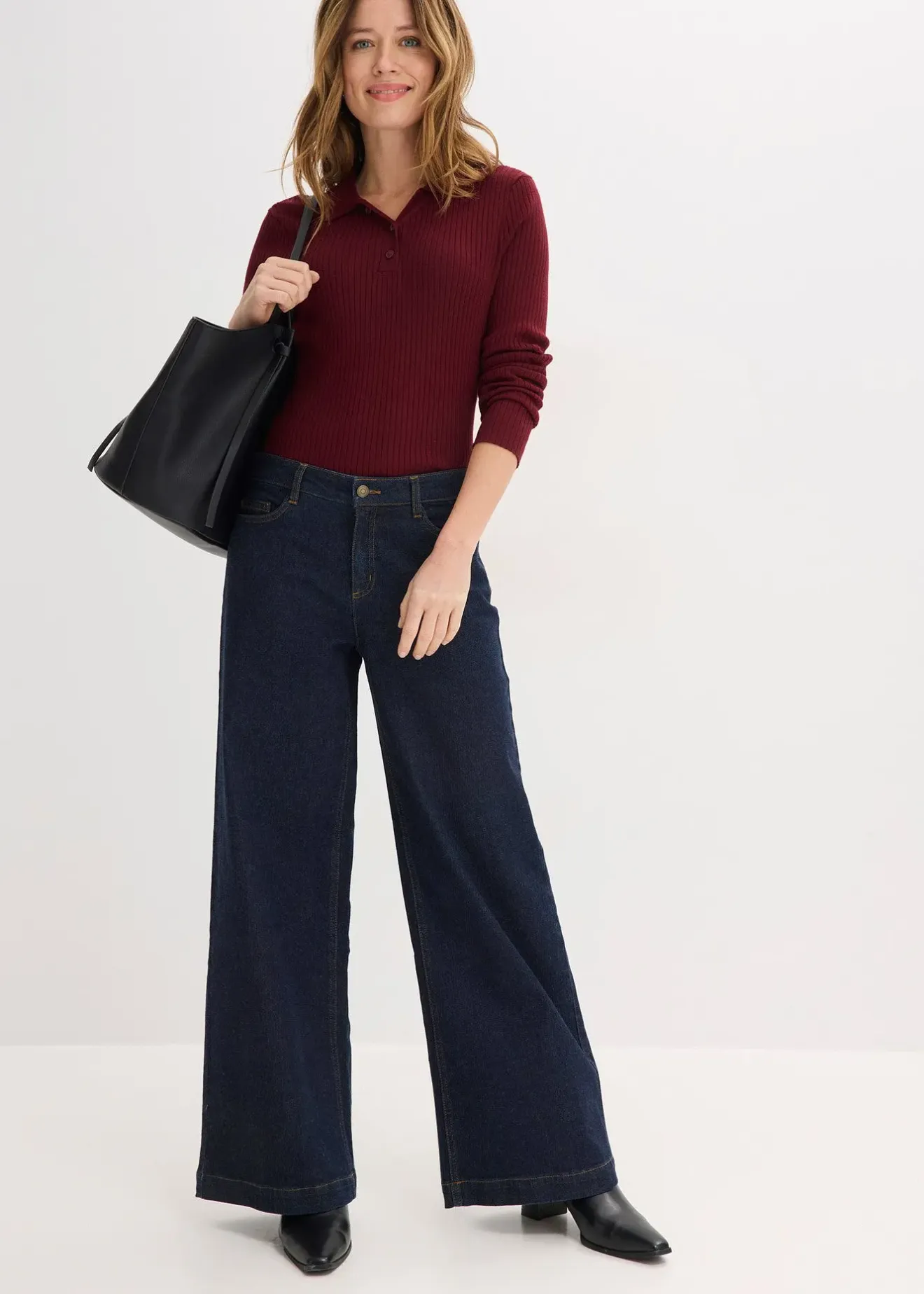 bonprix Polo en fine maille à boutons|Femme Maille|Pulls & Gilets