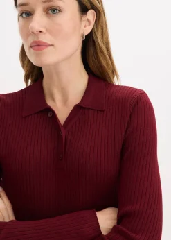 bonprix Polo en fine maille à boutons|Femme Maille|Pulls & Gilets