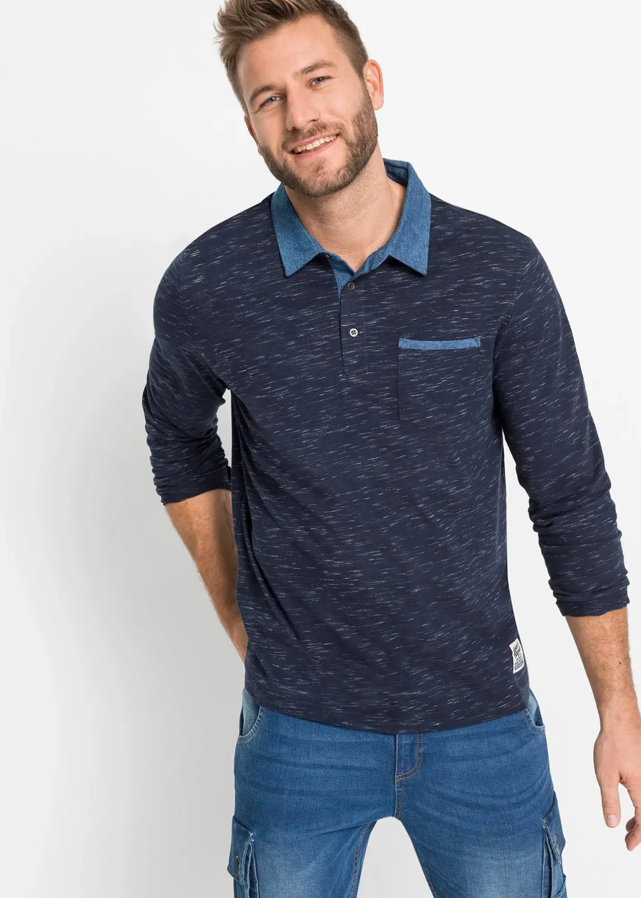 Homme bonprix T-Shirts & Polos|Polo manches longues 100% coton