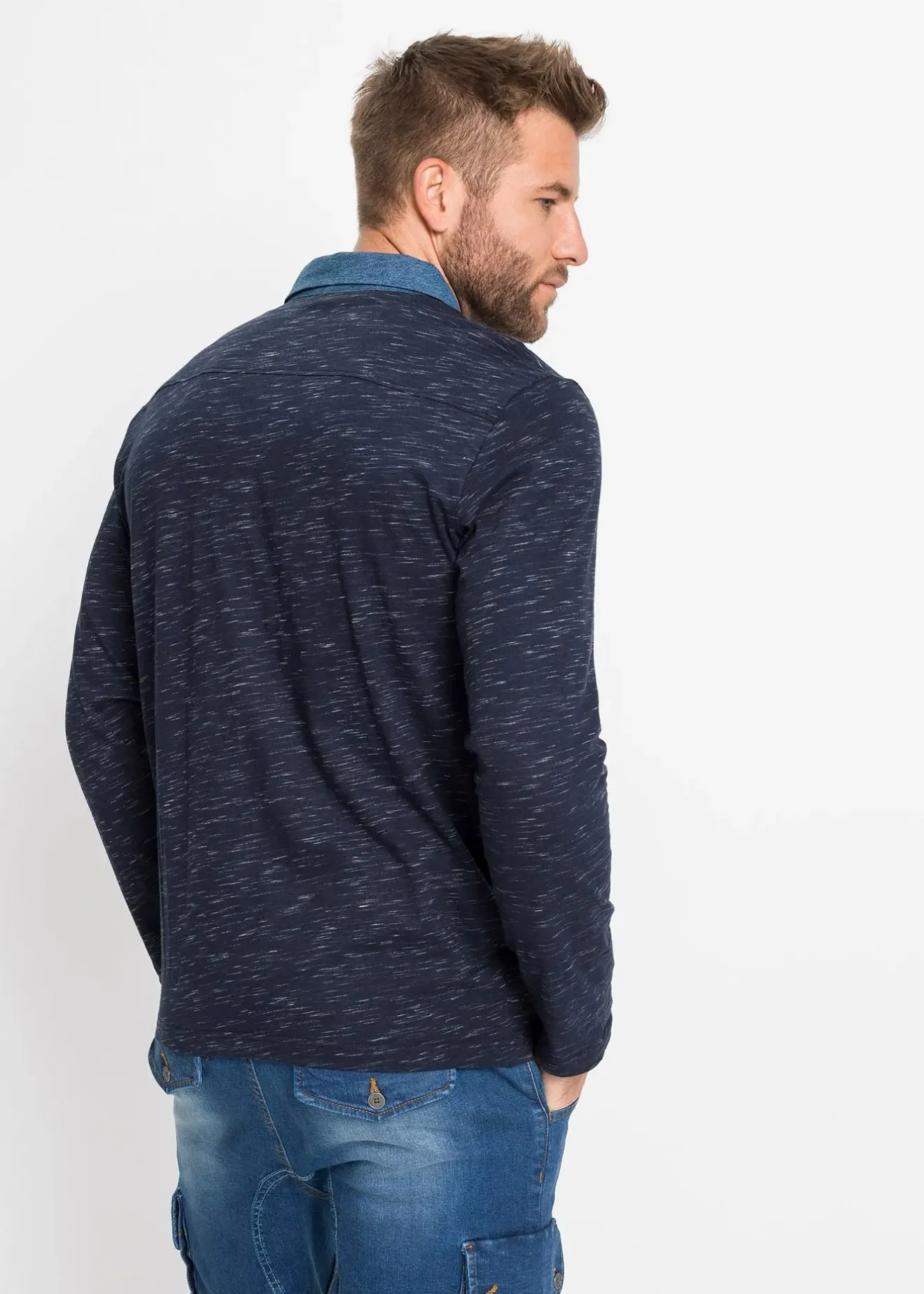 Homme bonprix T-Shirts & Polos|Polo manches longues 100% coton