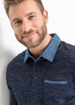 Homme bonprix T-Shirts & Polos|Polo manches longues 100% coton