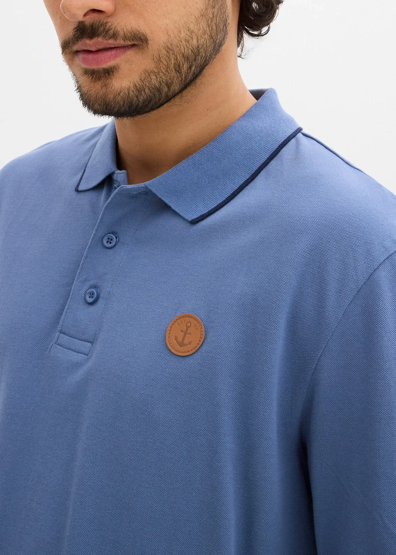 Homme bonprix T-Shirts & Polos|Polo manches longues classique avec détails contrastants, regular