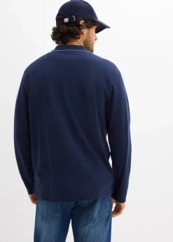 bonprix Polo manches longues classique avec détails contrastants, regular|Homme T-Shirts & Polos