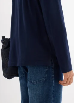 bonprix Polo manches longues classique avec détails contrastants, regular|Homme T-Shirts & Polos