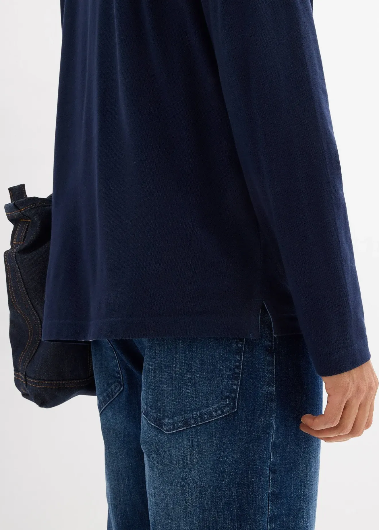 bonprix Polo manches longues classique avec détails contrastants, regular|Homme T-Shirts & Polos