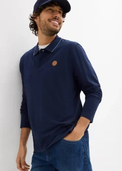 bonprix Polo manches longues classique avec détails contrastants, regular|Homme T-Shirts & Polos