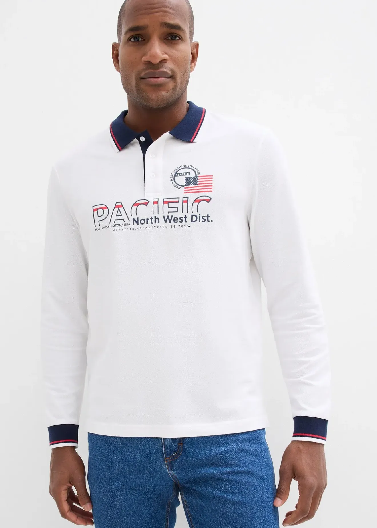 Homme bonprix T-Shirts & Polos|Polo manches longues en maille piquée 100% coton