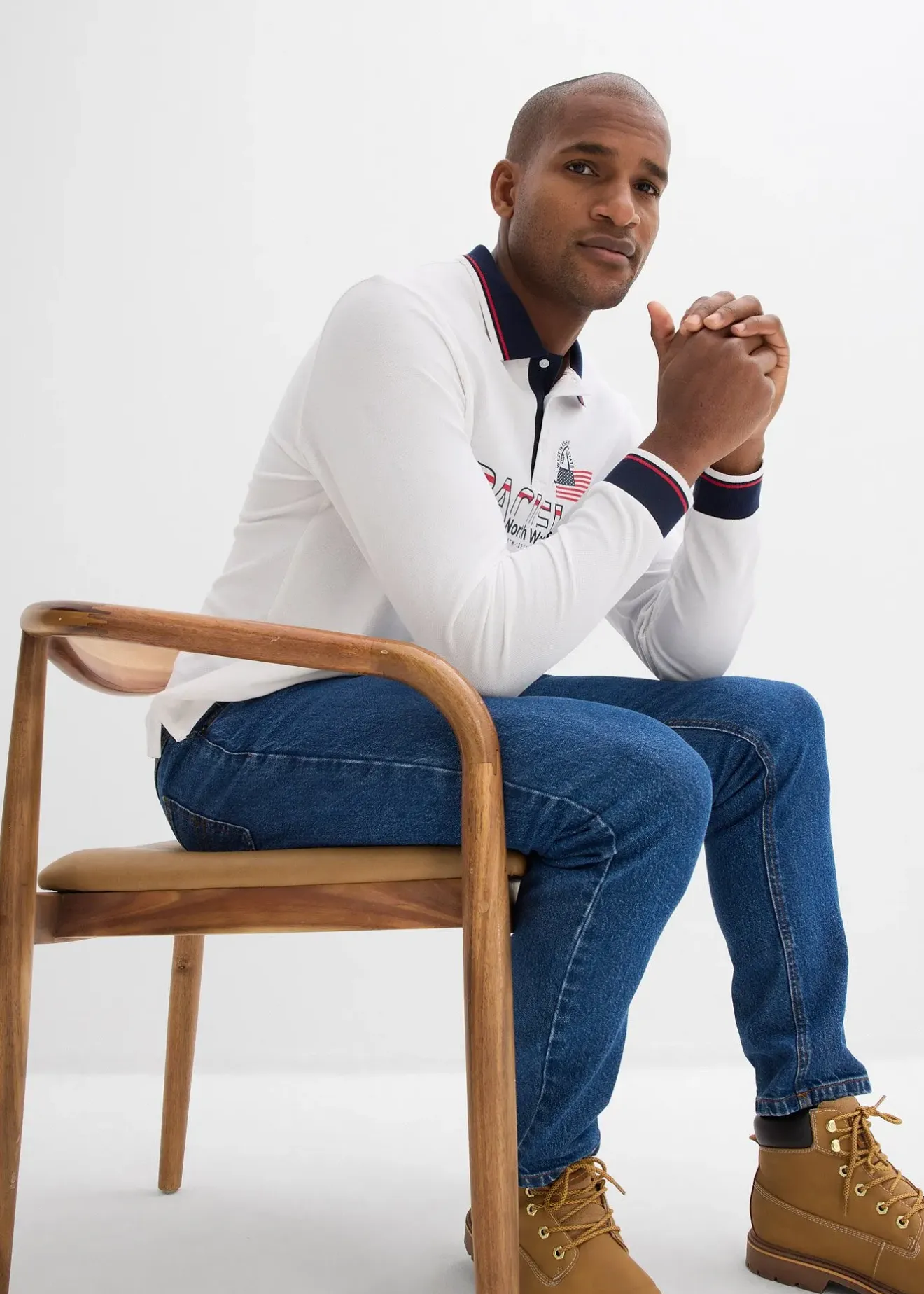 Homme bonprix T-Shirts & Polos|Polo manches longues en maille piquée 100% coton