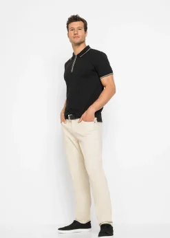 Homme bonprix T-Shirts & Polos|Polo zippé en maille piquée 100% coton