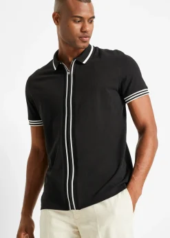 Homme bonprix T-Shirts & Polos|Polo zippé en maille piquée 100% coton