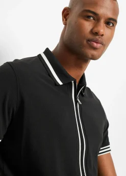 Homme bonprix T-Shirts & Polos|Polo zippé en maille piquée 100% coton