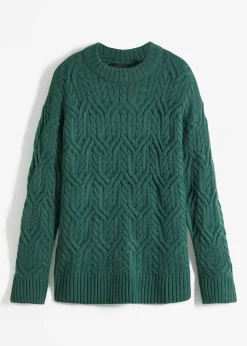 Femme bonprix Maille|Pulls & Gilets|Pull à col rond avec motif torsadé