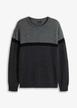 bonprix Pull à col rond facile d’entretien, style color-block|Homme Pulls & Gilets