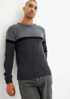 bonprix Pull à col rond facile d’entretien, style color-block|Homme Pulls & Gilets