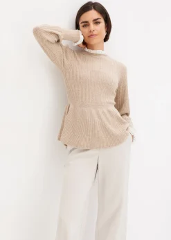 Femme bonprix Maille|Pulls & Gilets|Pull à empiècement chemisier